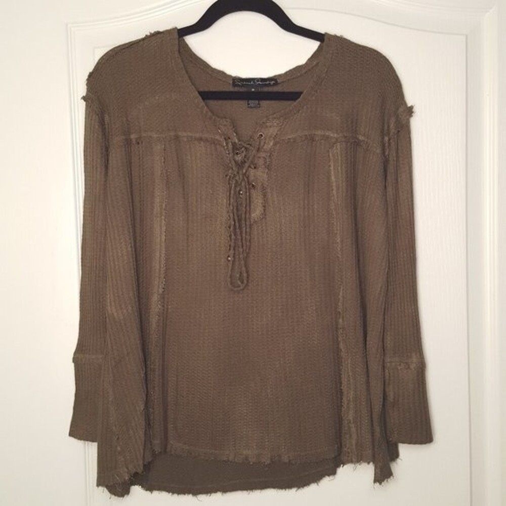Army Green Raw Edge Top French Laundry